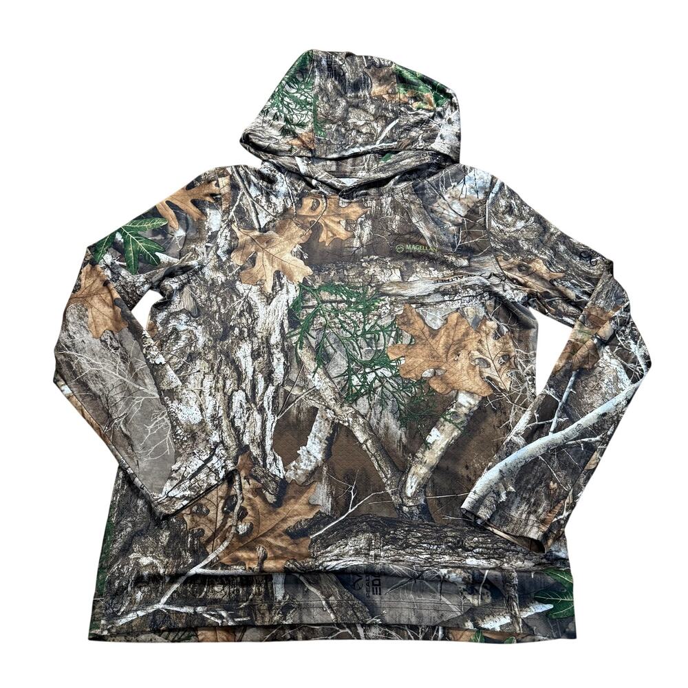 Boys Magellan Large 14-16 Camo Hooded Long Sleeve Shirt EUC
